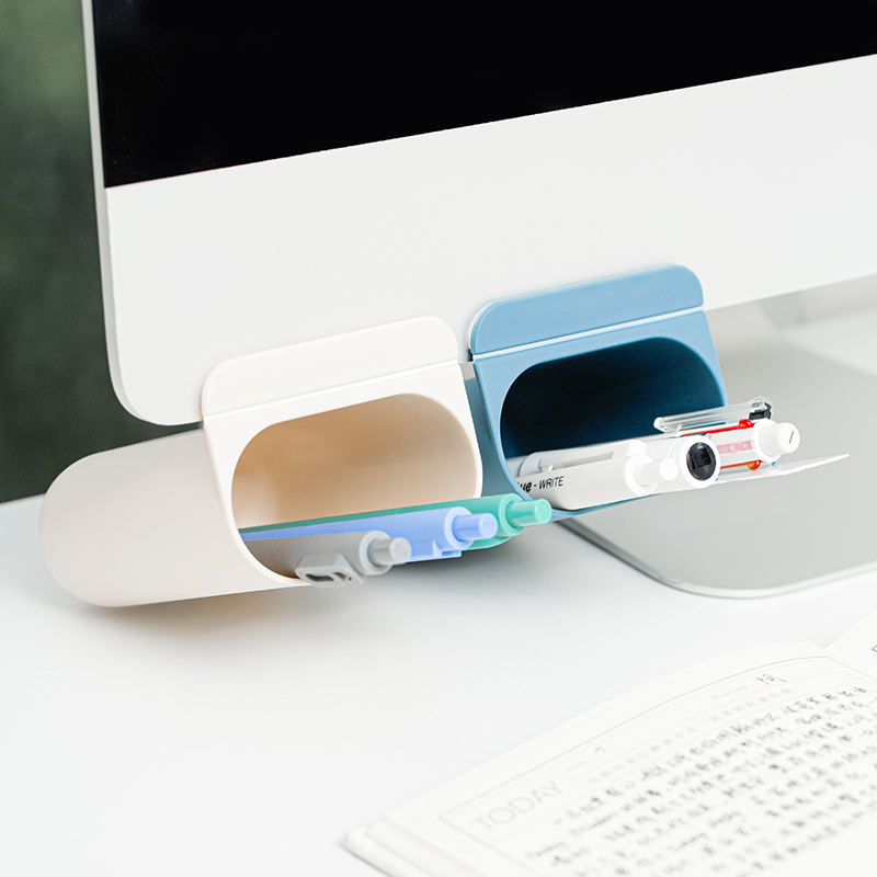 Eco-Friendly Monitor Desk Pen Holder | Custom Logo Plastic Pencil Organizer